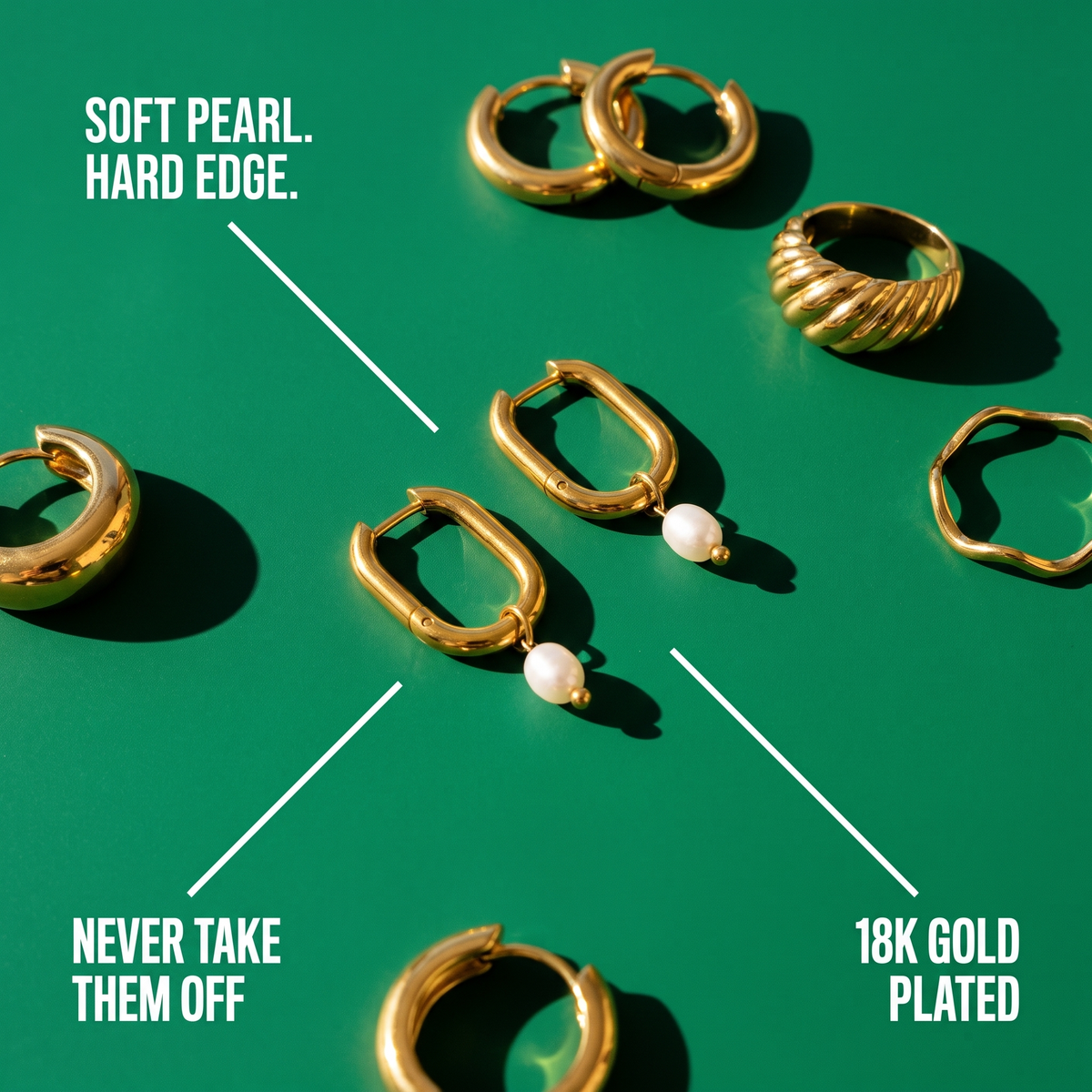 Square Pearl Hoops