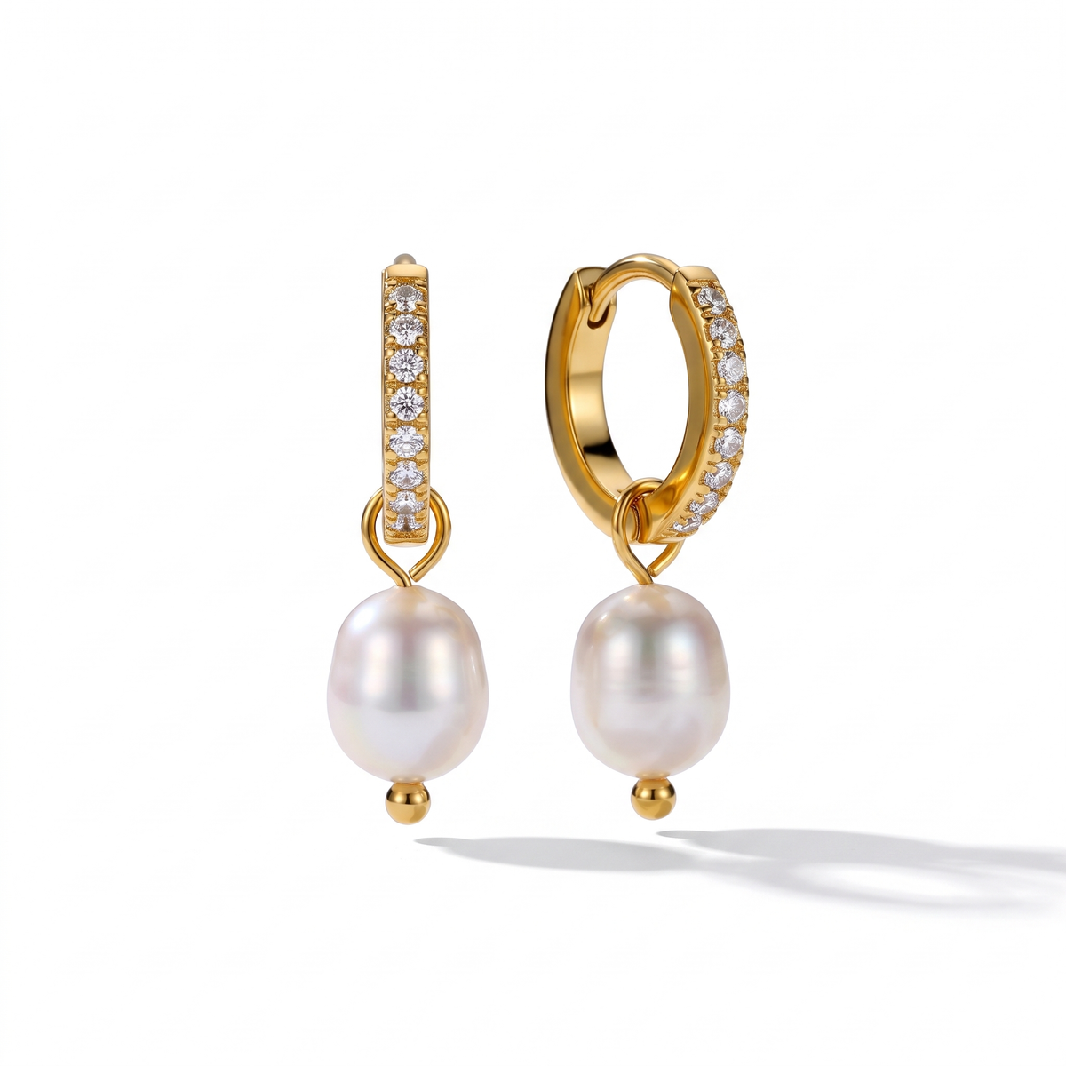 Crystal Pearl Hoops