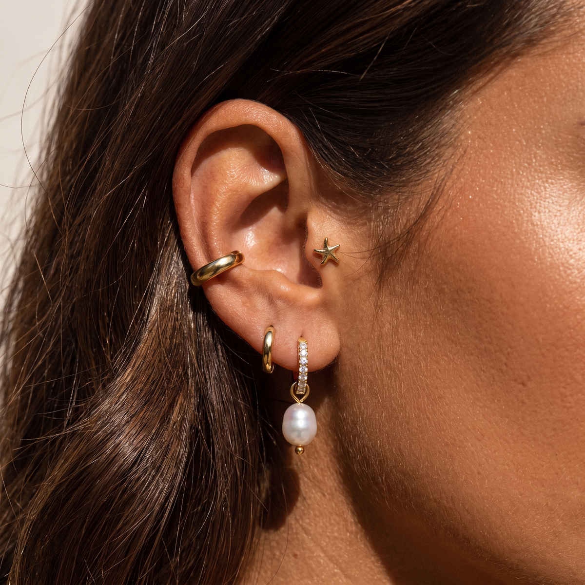 Crystal Pearl Hoops