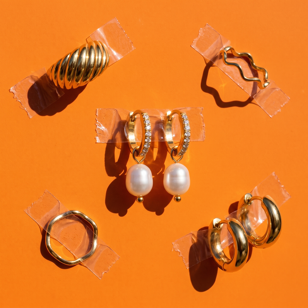 Crystal Pearl Hoops