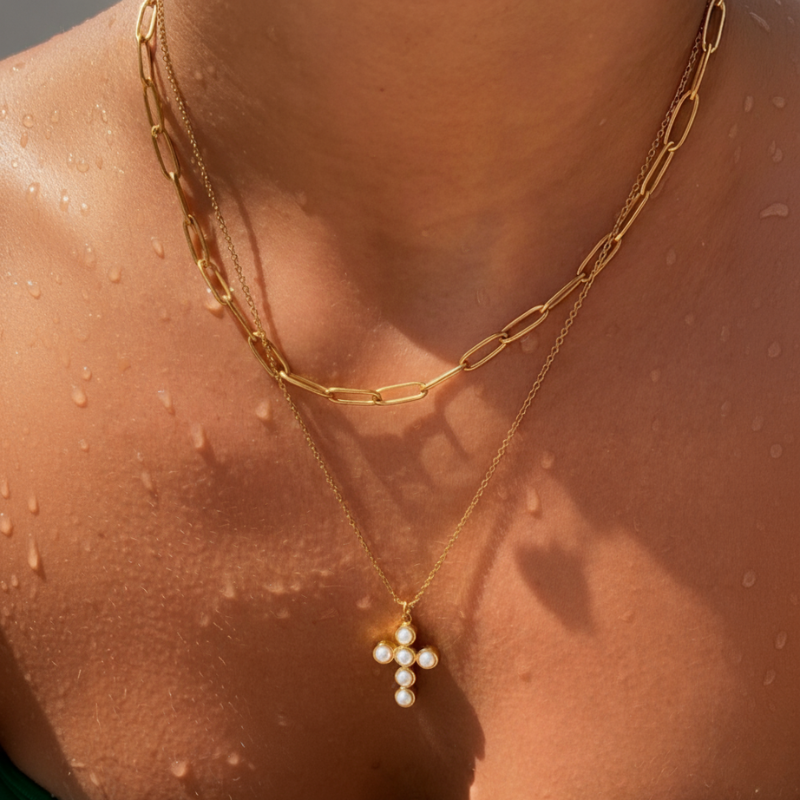 Pearl Cross Necklace