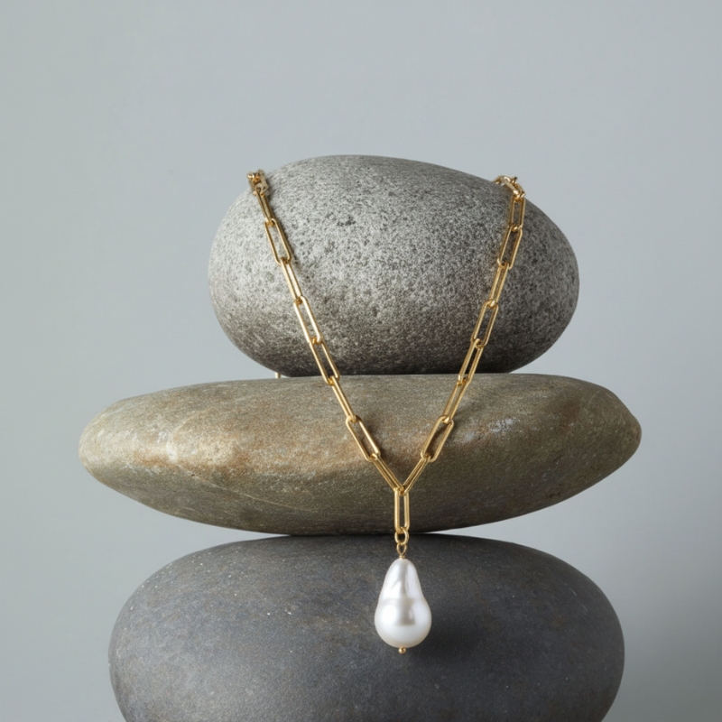 Paperclip Pearl Necklace