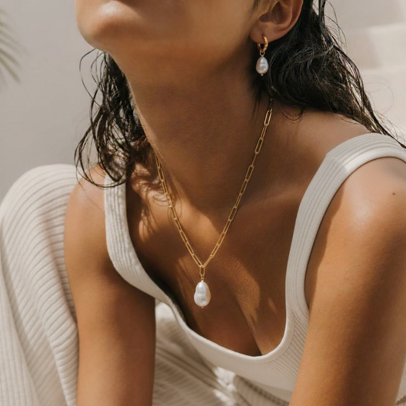 Paperclip Pearl Necklace