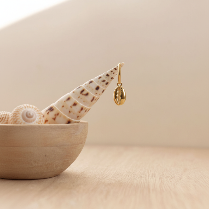 Gold Cowrie Hoops