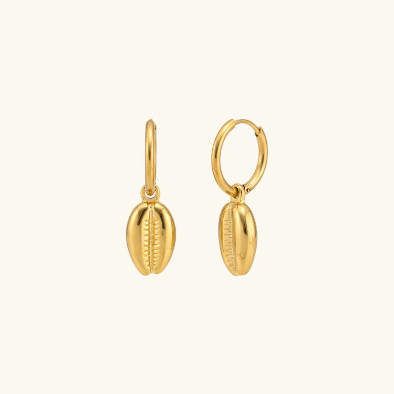 Gold Cowrie Hoops