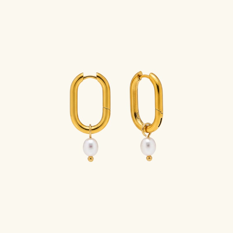 Square Pearl Hoops