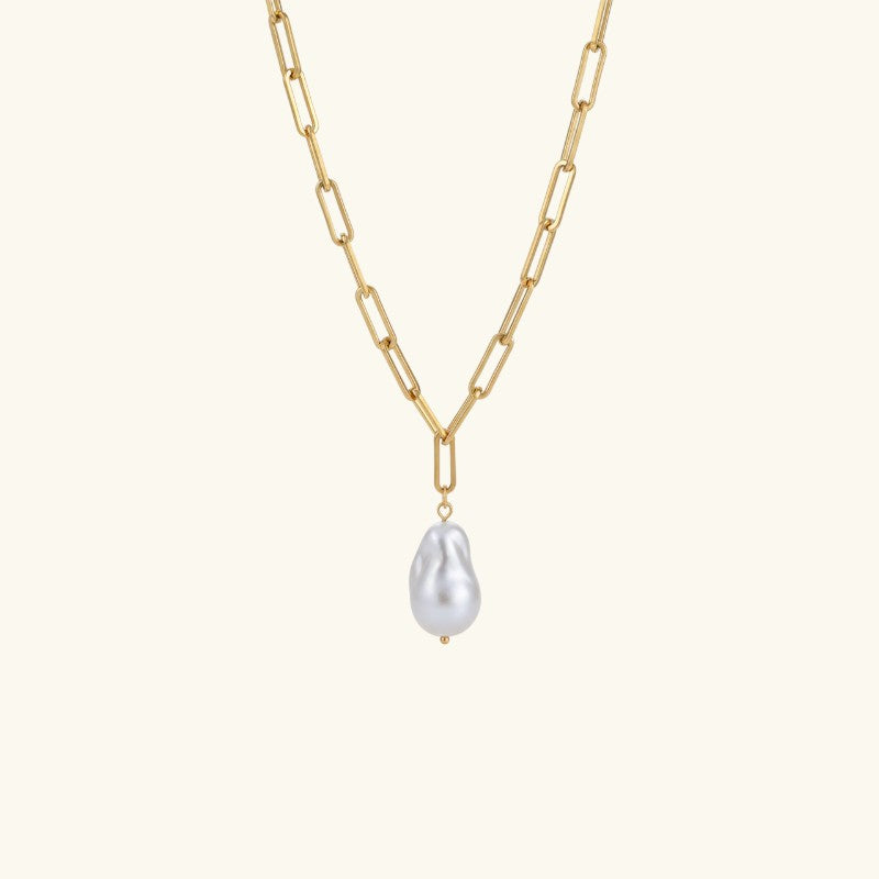 Paperclip Pearl Necklace