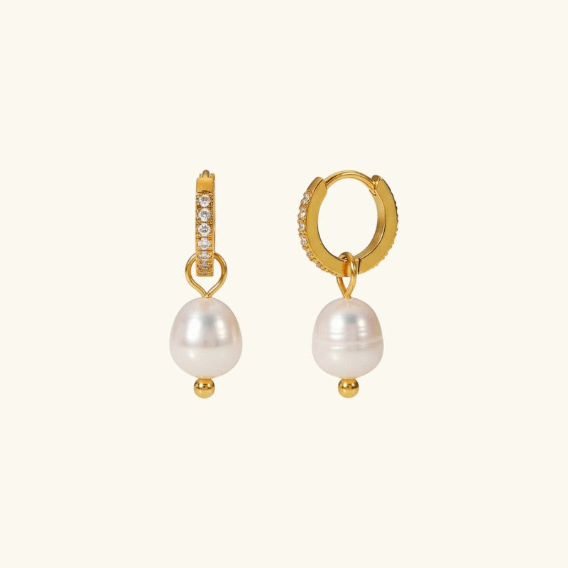 Crystal Pearl Hoops