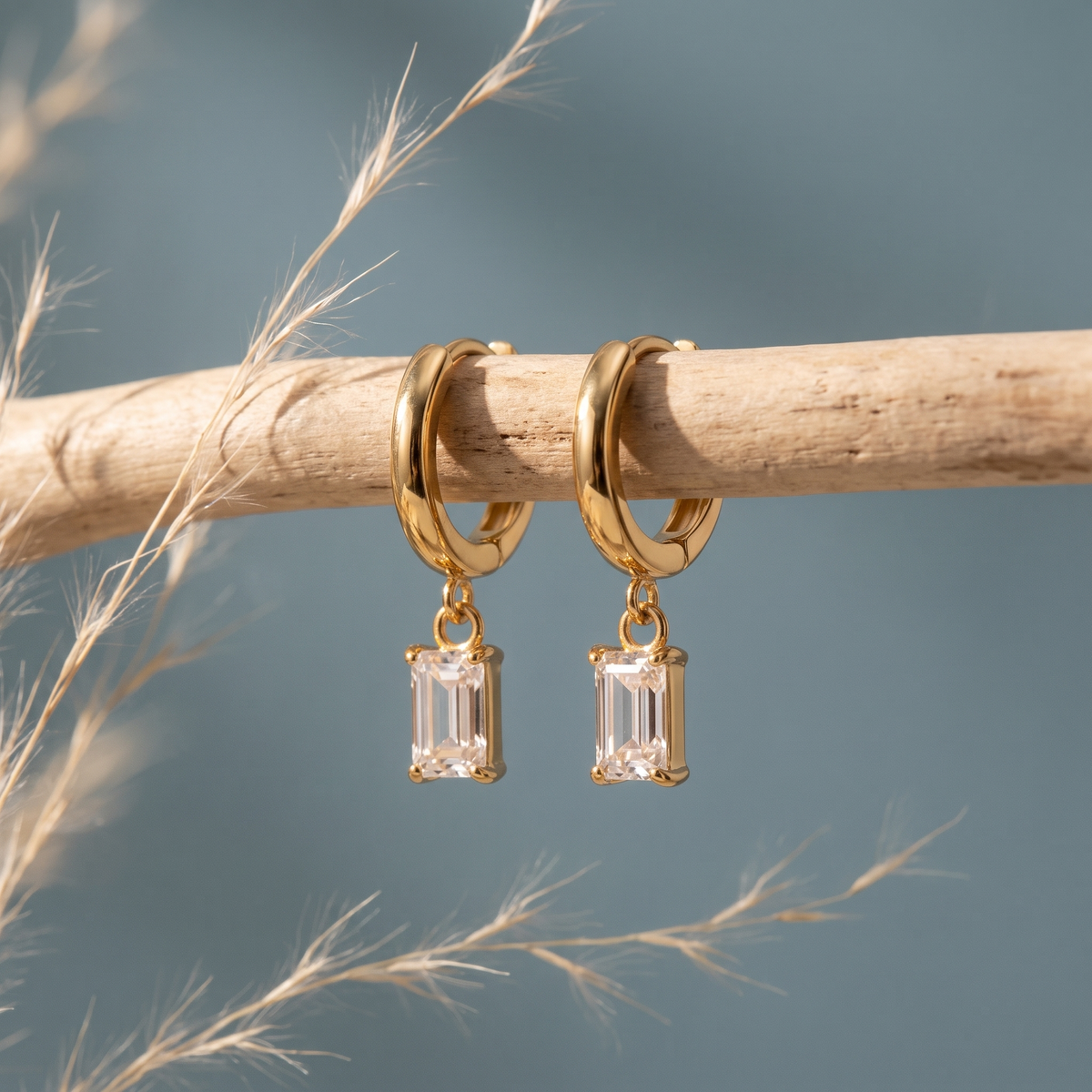 Square Crystal Hoops