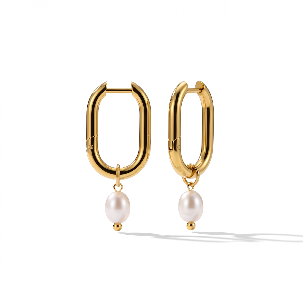 Square Pearl Hoops