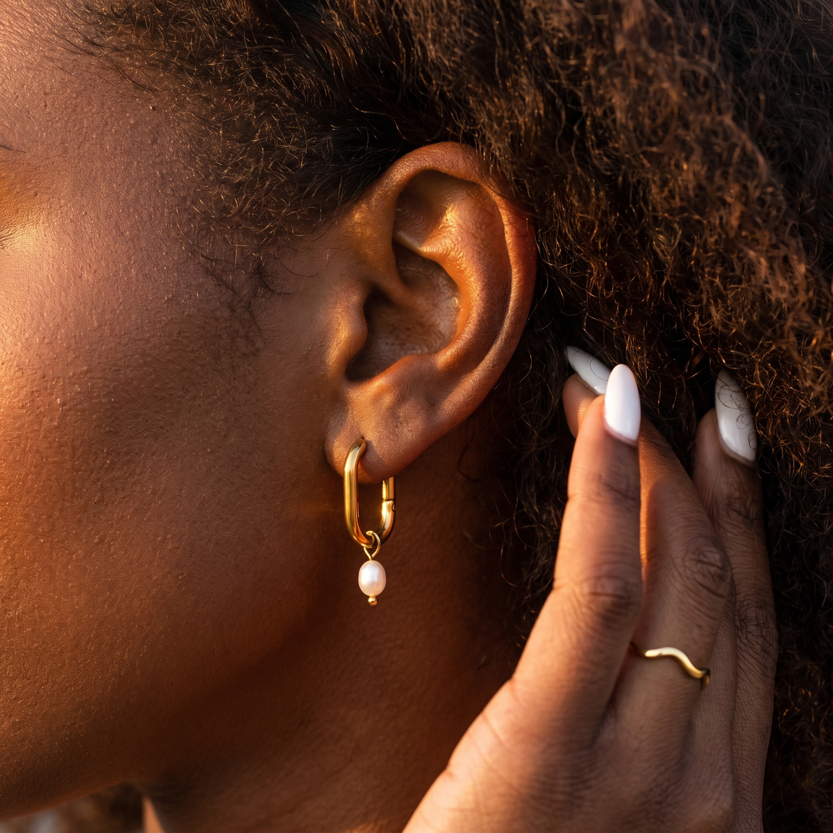 Square Pearl Hoops
