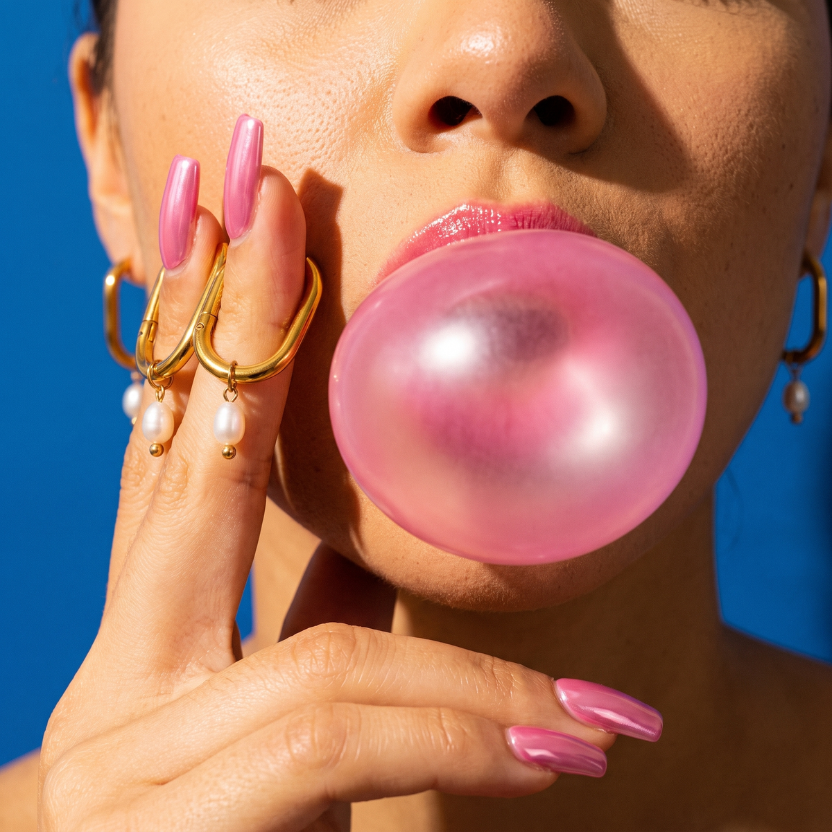 Square Pearl Hoops
