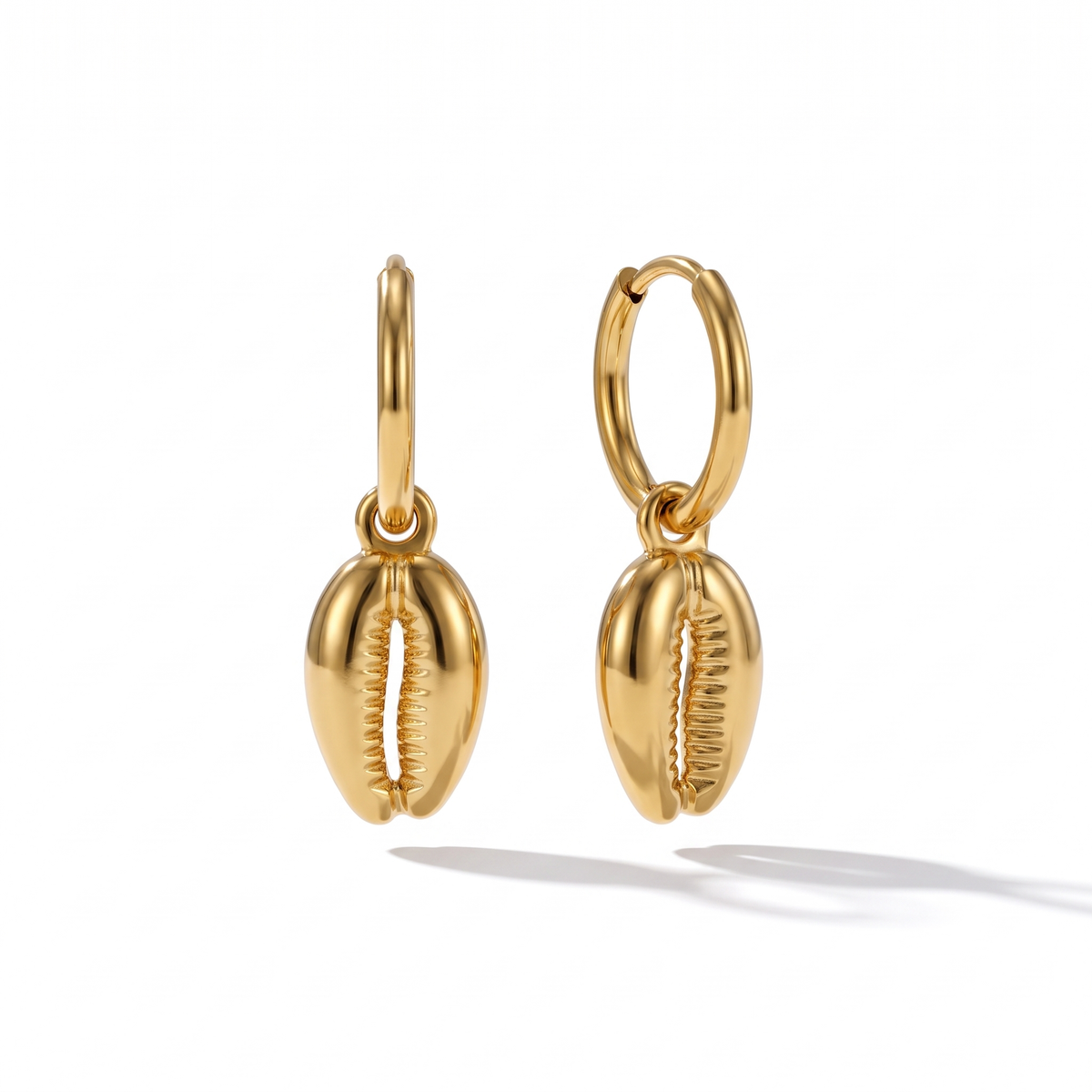 Gold Cowrie Hoops