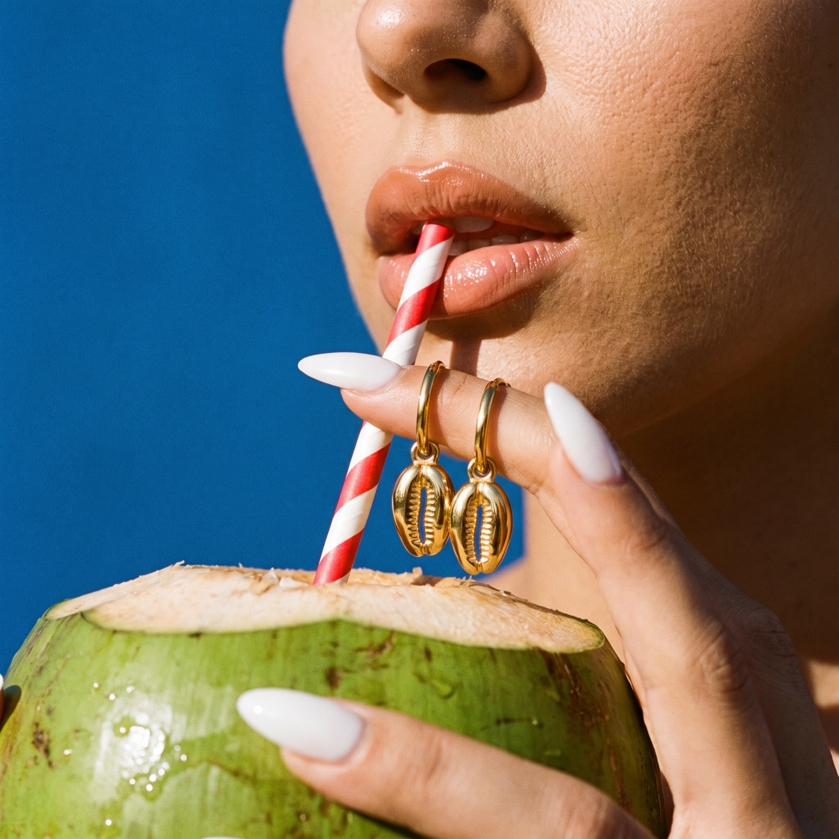 Gold Cowrie Hoops
