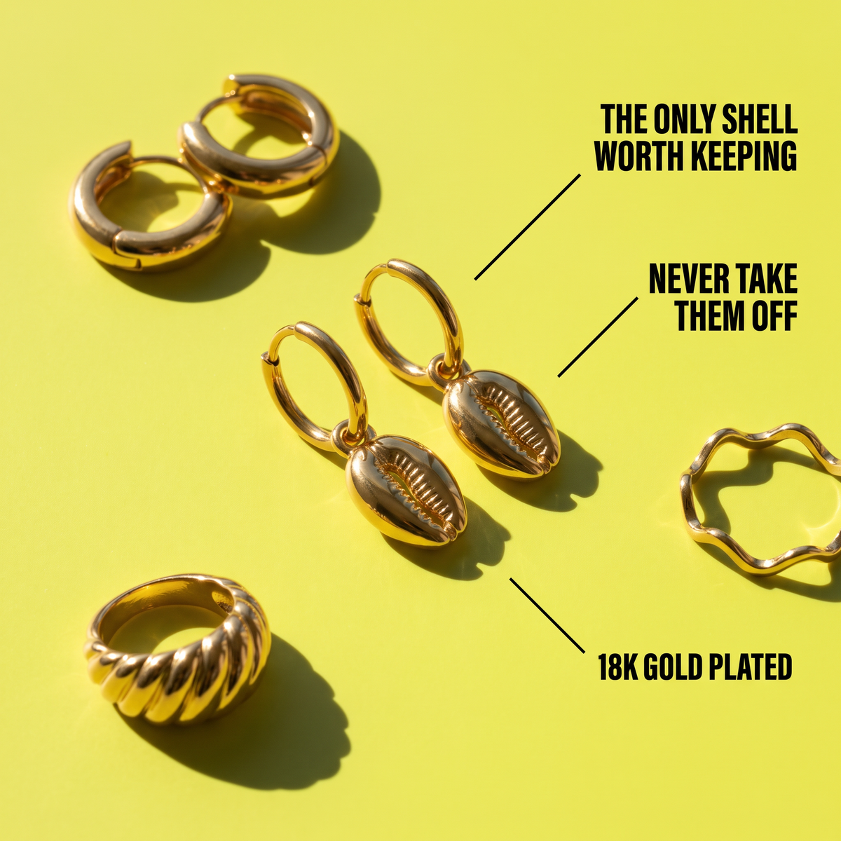 Gold Cowrie Hoops