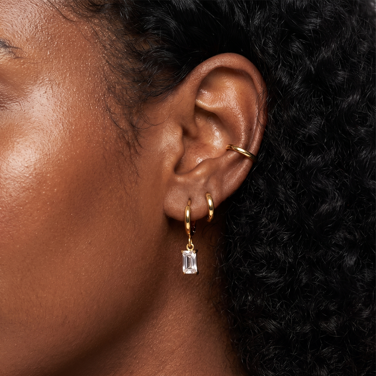 Square Crystal Hoops